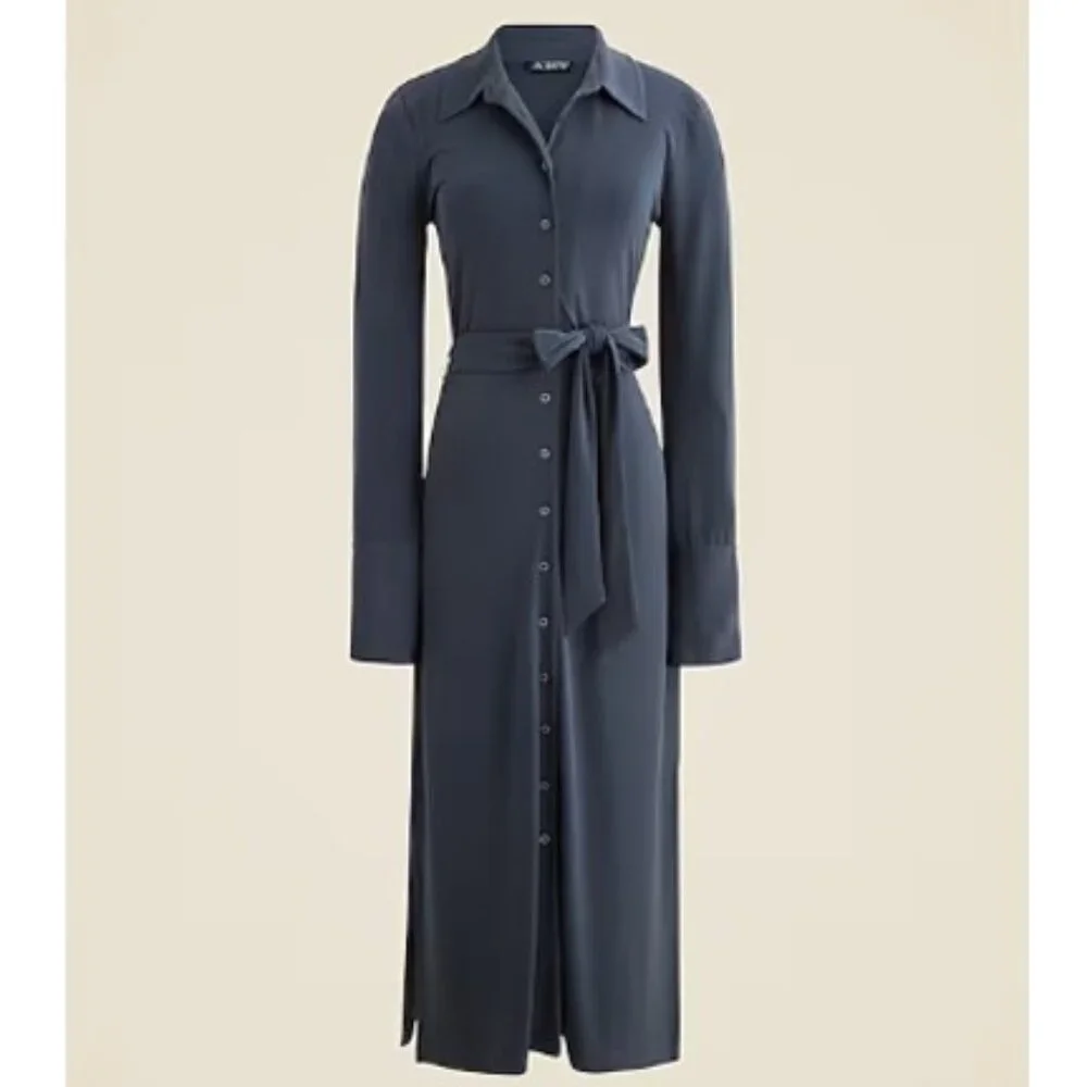Midi shirt-dress in matte jersey - Picture 3 of 4